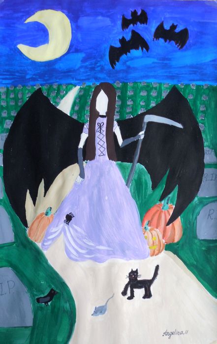 Art Studio PALETTE. Angelina Rudakova Picture.  Tempera Holidays Halloween 